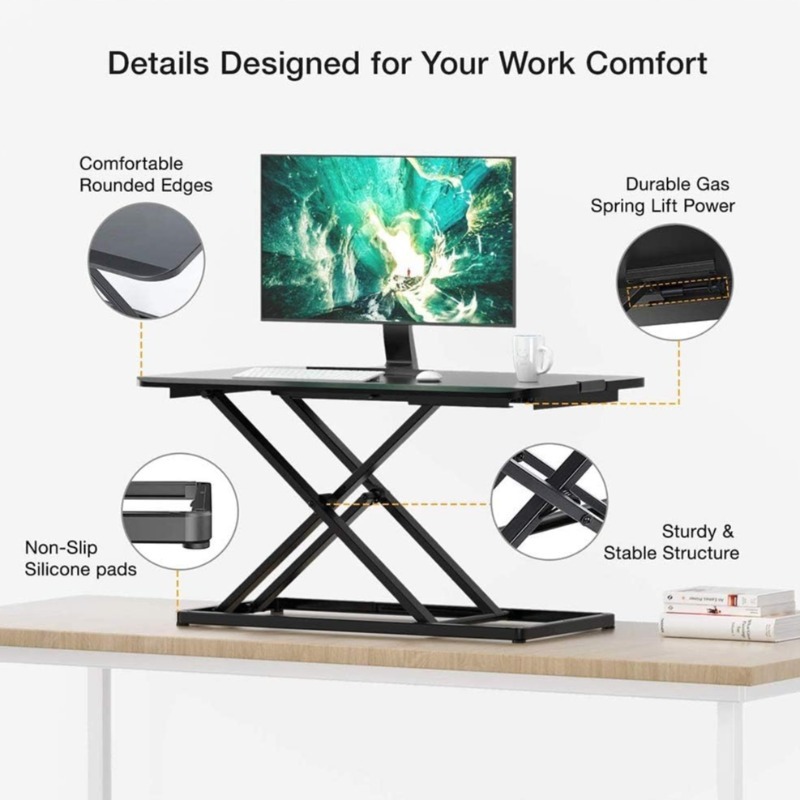 Gas Spring Laptop Stand Riser Lightweight Sit to Stand Converter