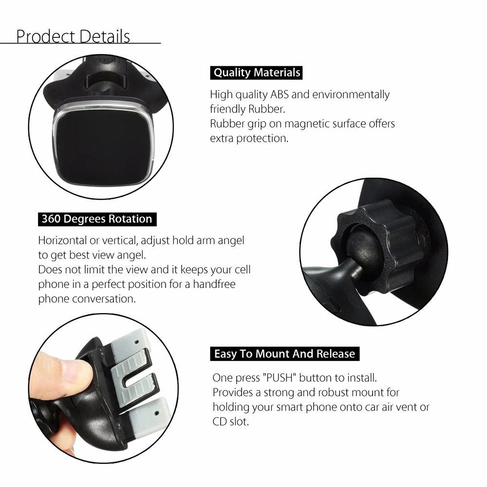 Magnetic Car CD Slot & Air Vent Mount – Heavy-Duty Universal Navigation Bracket
