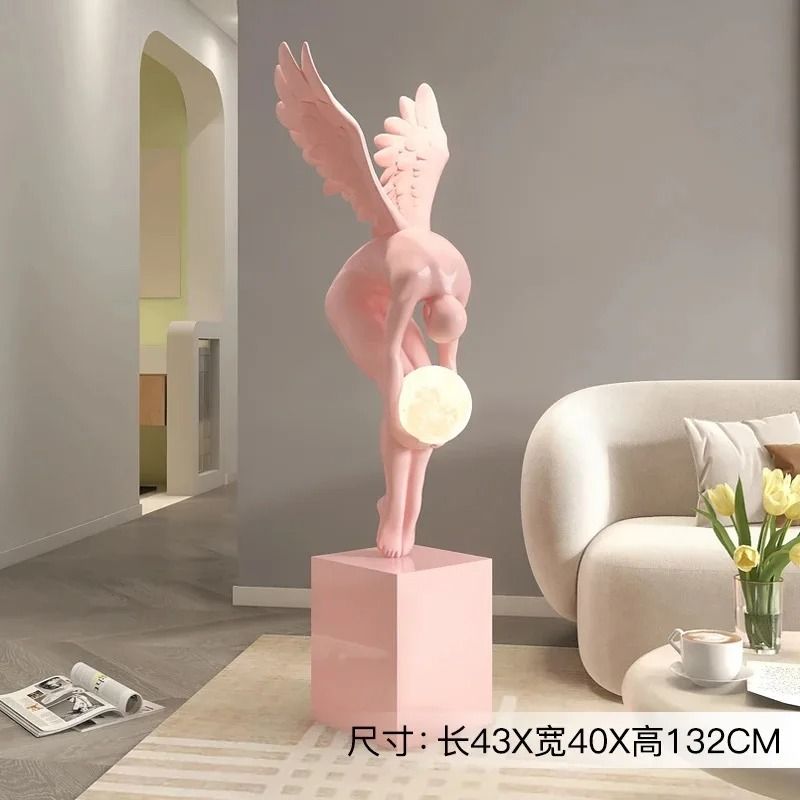 Modern Wing Sculpture Decor Nordic Resin Living Room Statue with Luminous Effect