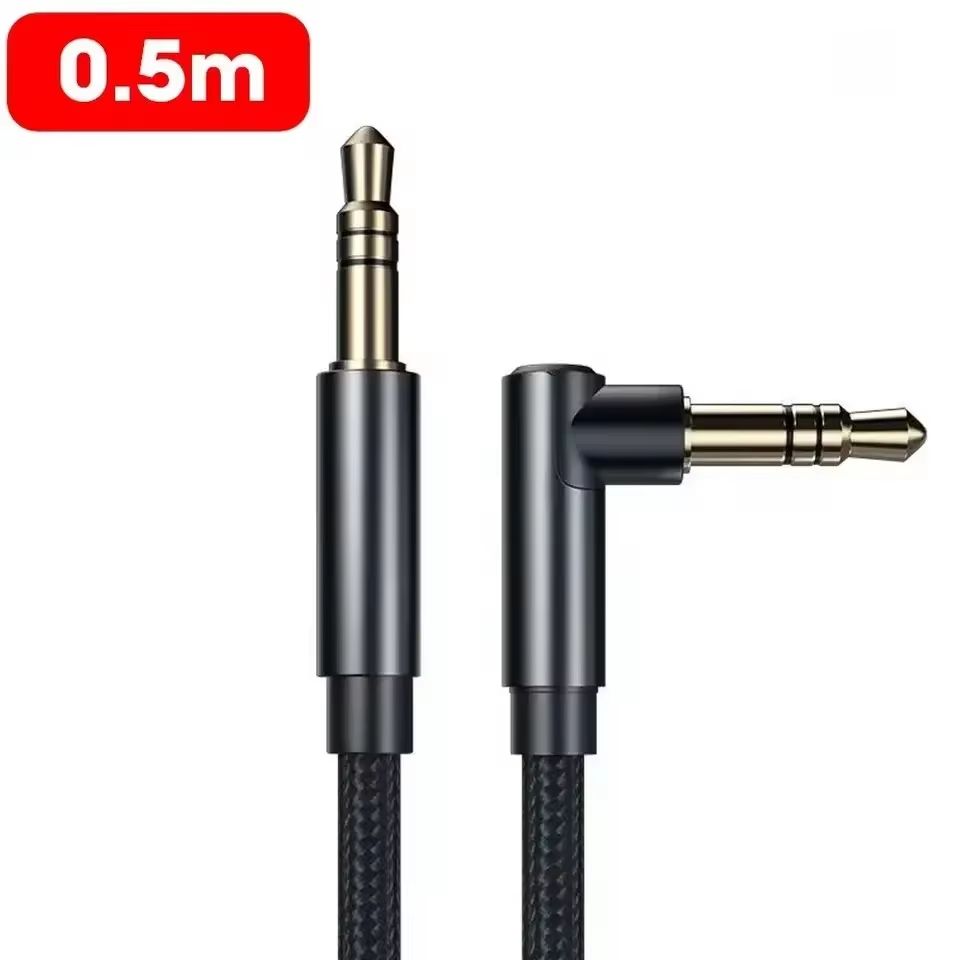 90° Elbow 3.5mm Audio Aux Cable Male-to-Male Stereo Wire