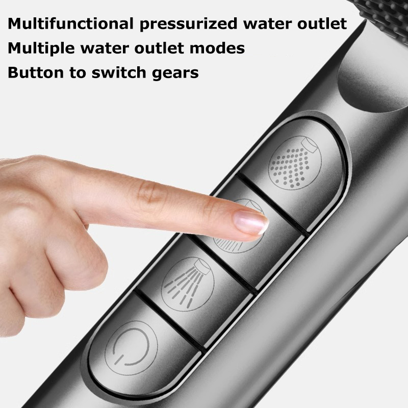 Adjustable Four-Speed Handheld Shower Head with Water Heater Booster and Bathroom Bracket Set