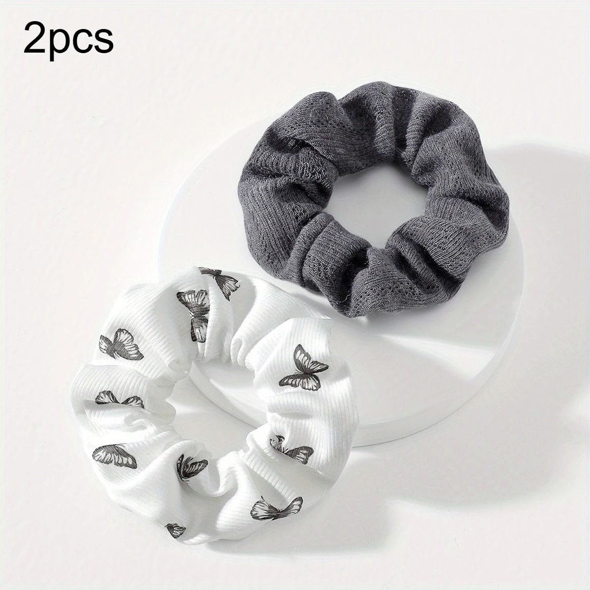 2pcs Butterfly Print Hair Ties & Elastic Headbands