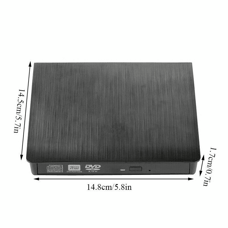 USB 3.0 Slim External CD/DVD RW Drive – Fast, Reliable Writer for PC & Mac | Portable Media Solution