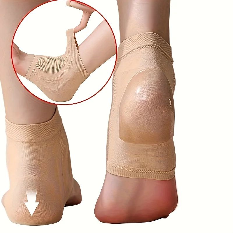 Silicone Ankle Support Socks High Elastic Compression Brace Pair
