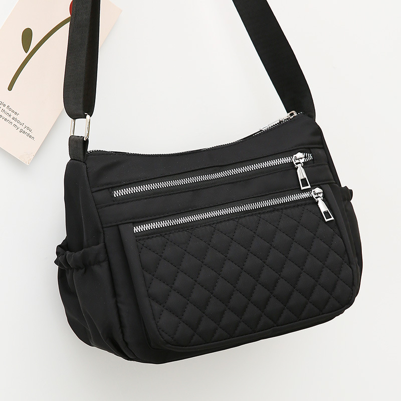 Womens Waterproof Nylon Shoulder Bag with Multi Pockets Stylish Travel Messenger Bag