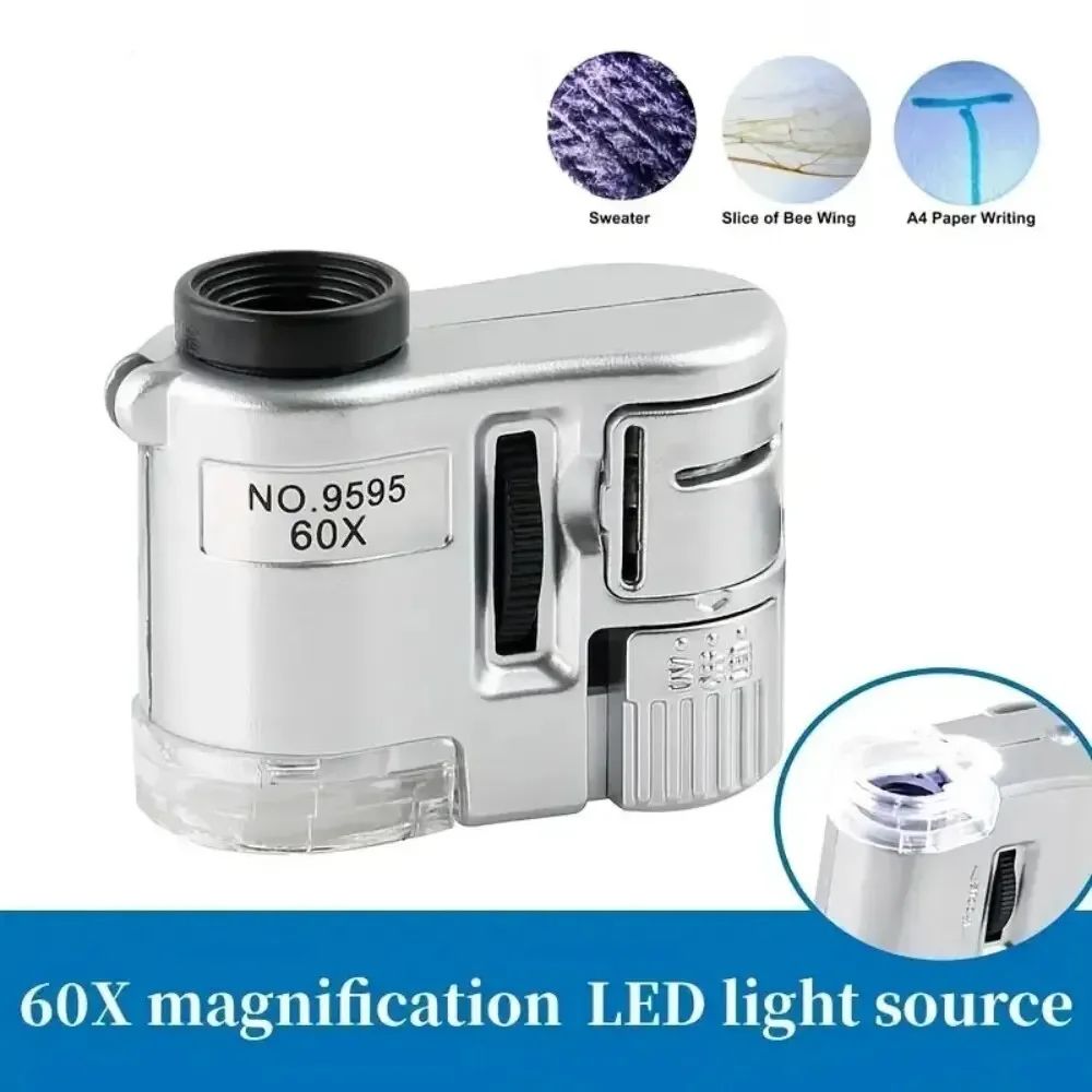 60X Pocket Jeweler Loupe with LED & UV Light – Mini Handheld Magnifying Glass for Coins, Gems & Detail Inspection