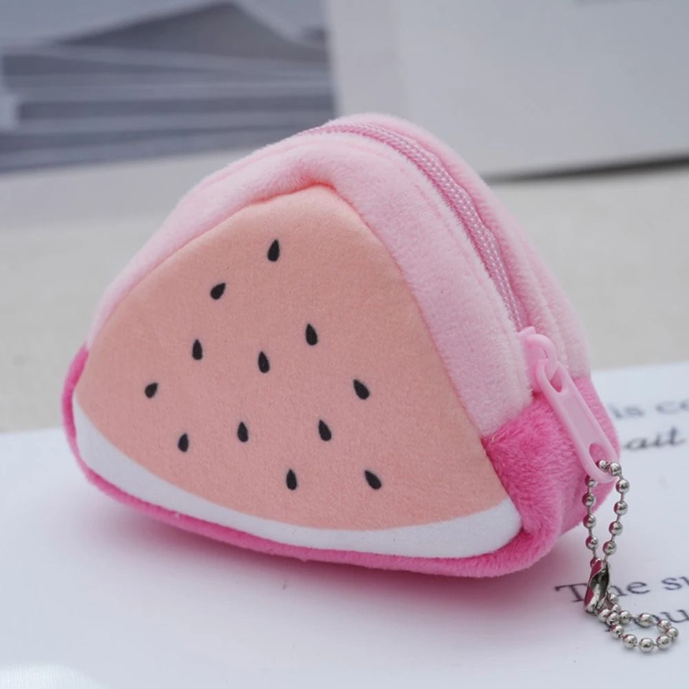 Cartoon Fruit Plush Coin Purse Keychain Bag
