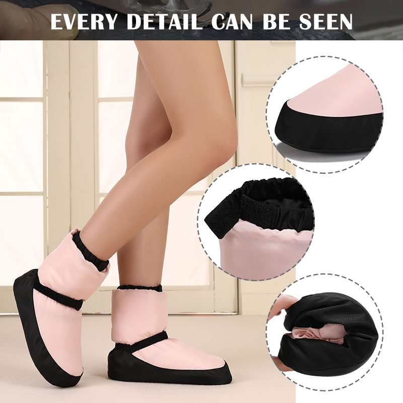 Womens Winter Ballet Dance Boots, Cotton Ballerina Shoes with Thickened Sole, Warm Flat Adult Dancing Boots