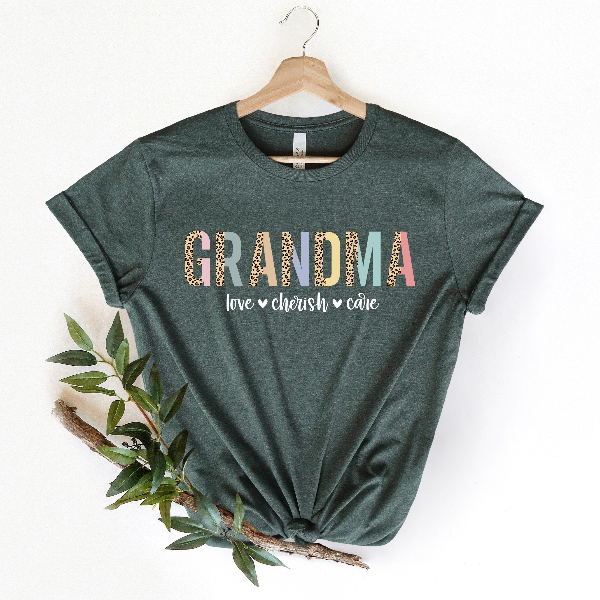Leopard Grandma Shirt Love Cherish Care Tee Mothers Day Gift