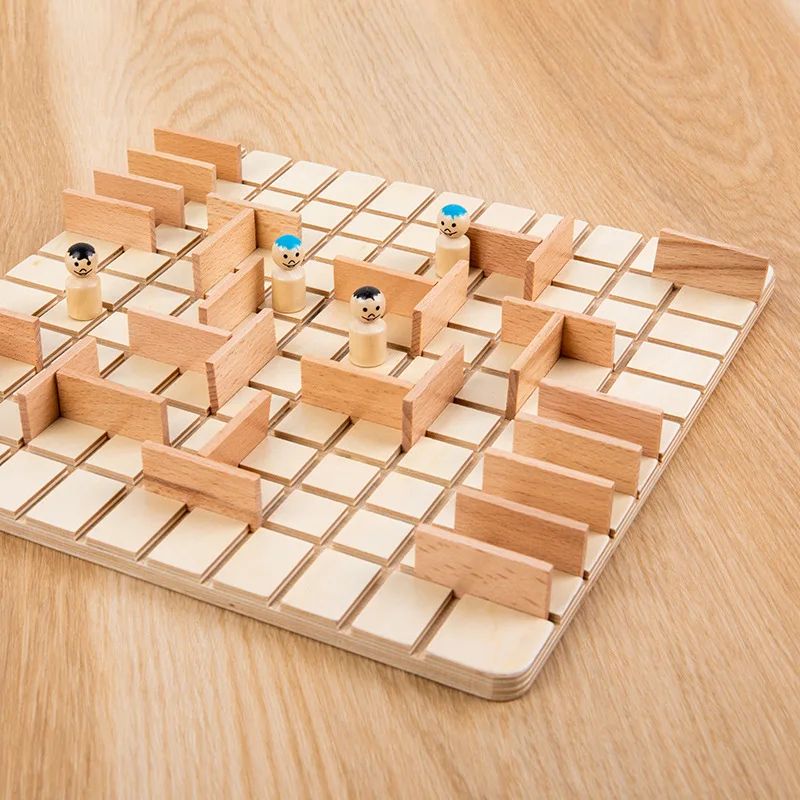 Wooden Chase & Intercept Board Game – Two-Player Parent-Child Puzzle Battle Toy