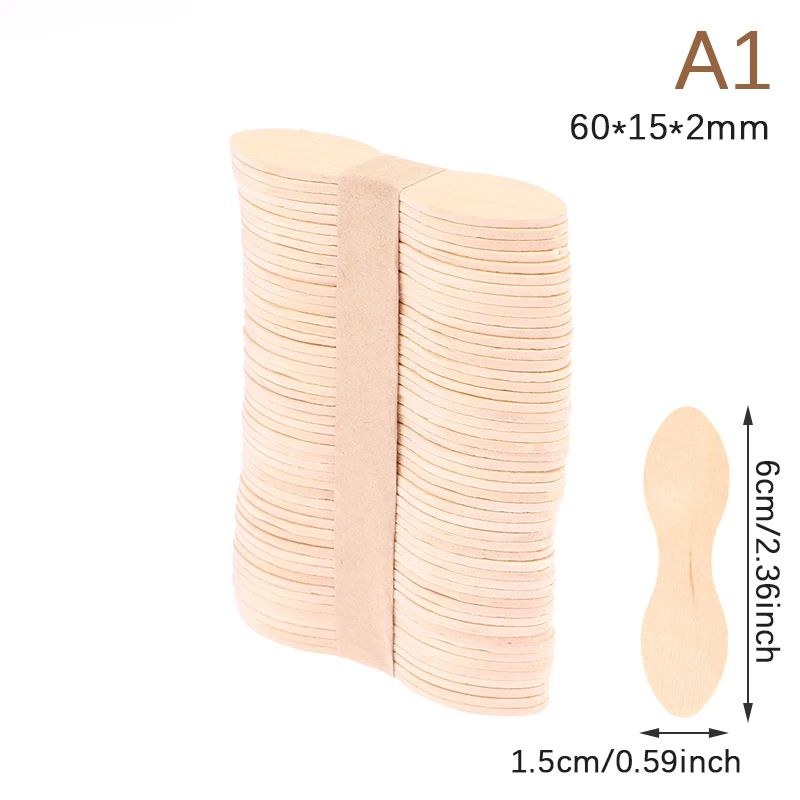 50 Pcs Disposable Wooden Waxing Sticks Body Hair Removal Spatula