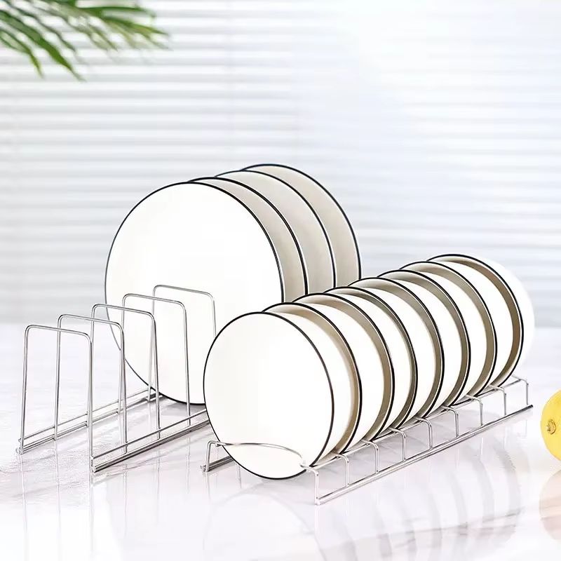 Stainless Steel Dish Rack Organizer with Pot Lid Holder Kitchen Storage Stand