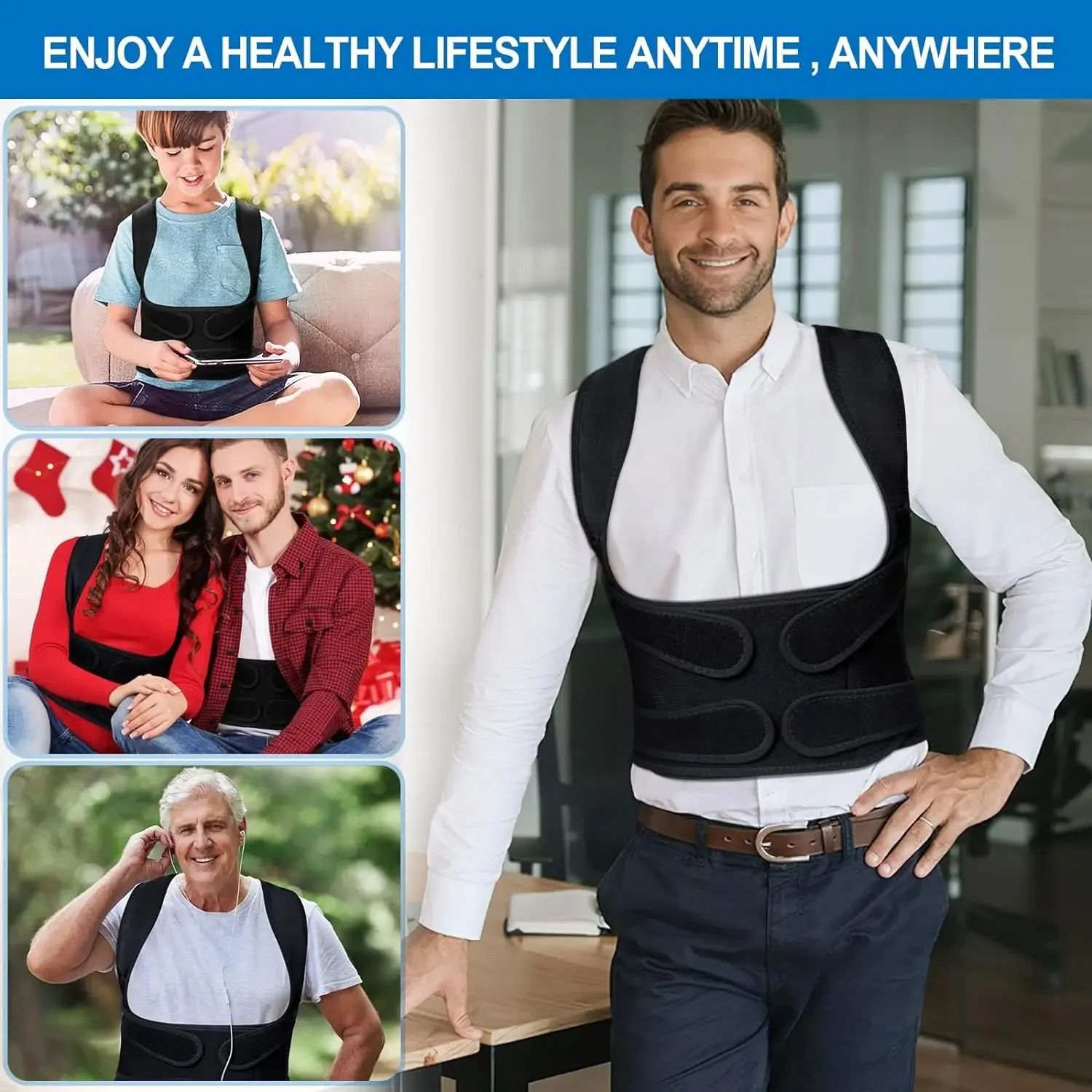 Back Brace Posture Corrector for Men and Women Adjustable Full Support Shoulder Straightener with Upper and Lower Back B