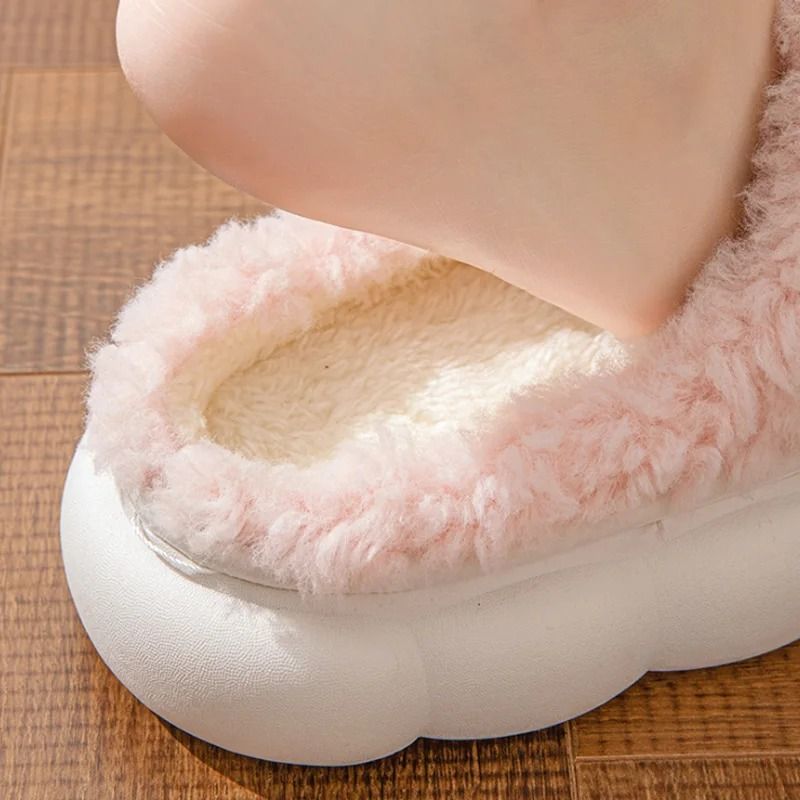 Women Winter Warm Plush Slippers with Bow
