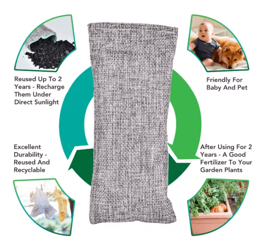 PureNest Bamboo Charcoal Air Purifying Bags 10 Pack
