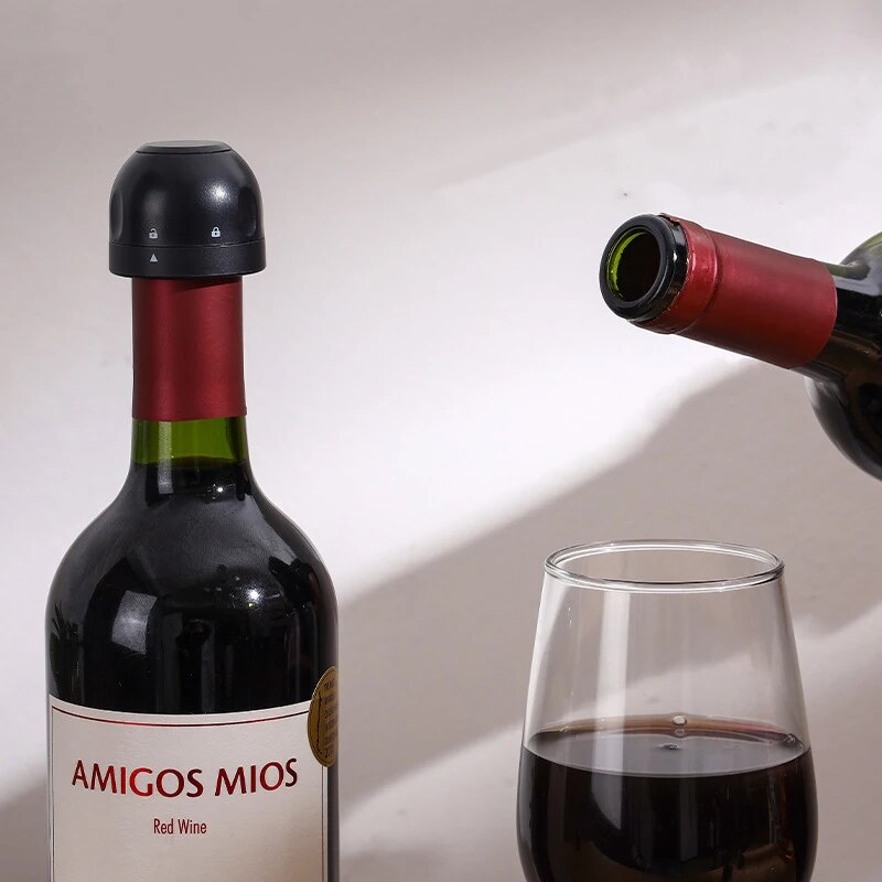 Black Wine Bottle Stoppers - Leak-Proof Sealing Caps for Wine, Champagne, and Spirits Preservation - Mini Size for Domes
