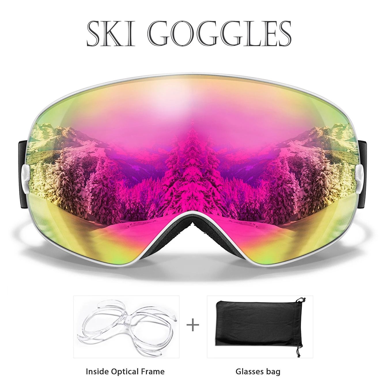 Unisex Outdoor Sports Snow Goggles with UV Protection and Anti Fog Lens