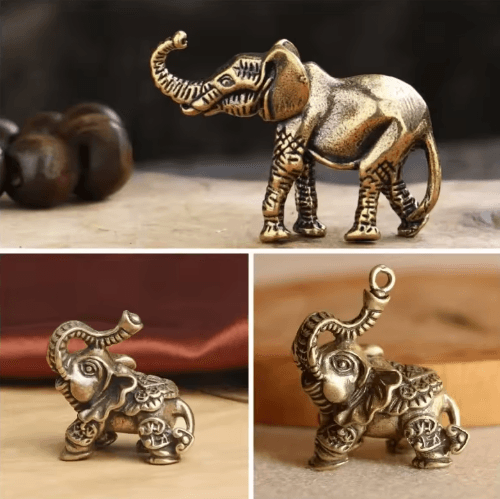 Brass Elephant Figurine – Auspicious Mini Elephant Decor for Home & Office