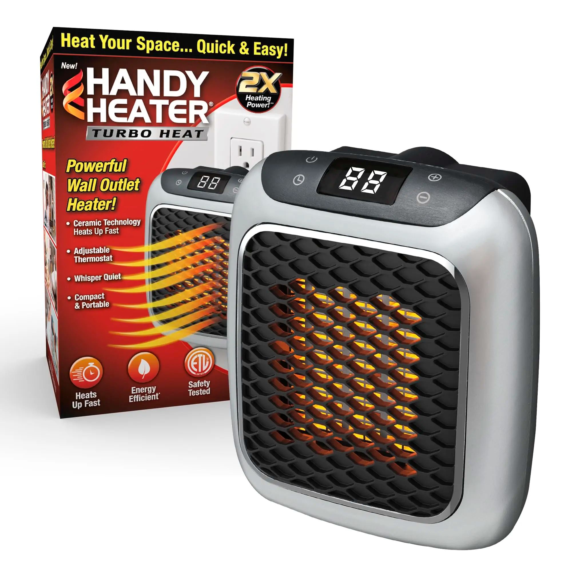 Portable wall outlet space heater with Adjustable Thermostat & 12-Hour Timer - Compact Plug-In Mini Ceramic Heater