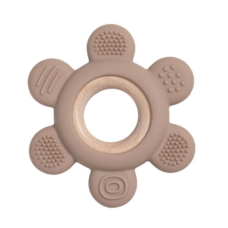 Fruit-Theme Silicone & Wooden Baby Teether – BPA-Free Infant Chewing Toy