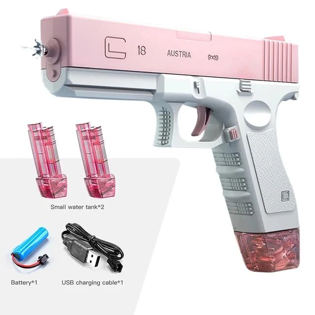 Electric Water Gun with LED Light – Rechargeable Automatic Water Blaster, High-Pressure Continuous Spray