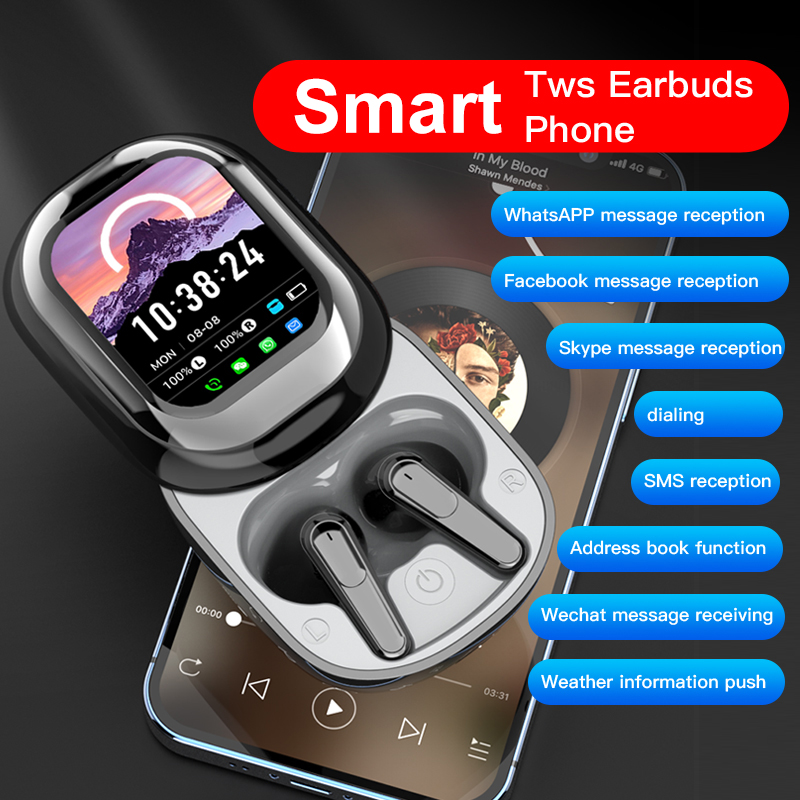 Smart Touch Screen Wireless TWS Earbuds with LED Display and App Notifications