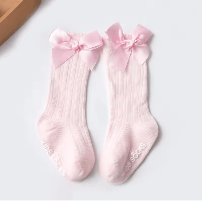 Baby Girls Christmas Knee High Bow Socks Cute Cotton Princess Long Tube Socks