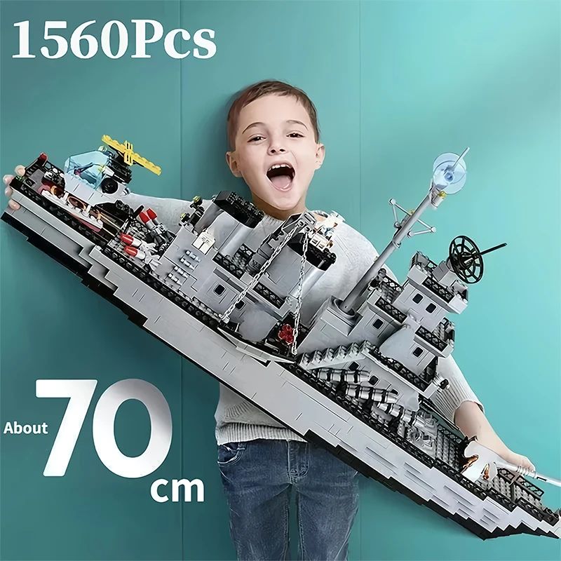 1560pcs 6 in 1 Military Navy Ship Building Block Set
