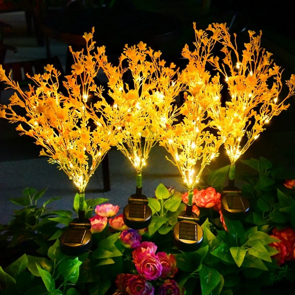 Solar Rapeseed Flower Ground Plug-In Light, Ideal for Garden, Courtyard, Path, Party, Lawn Decoration