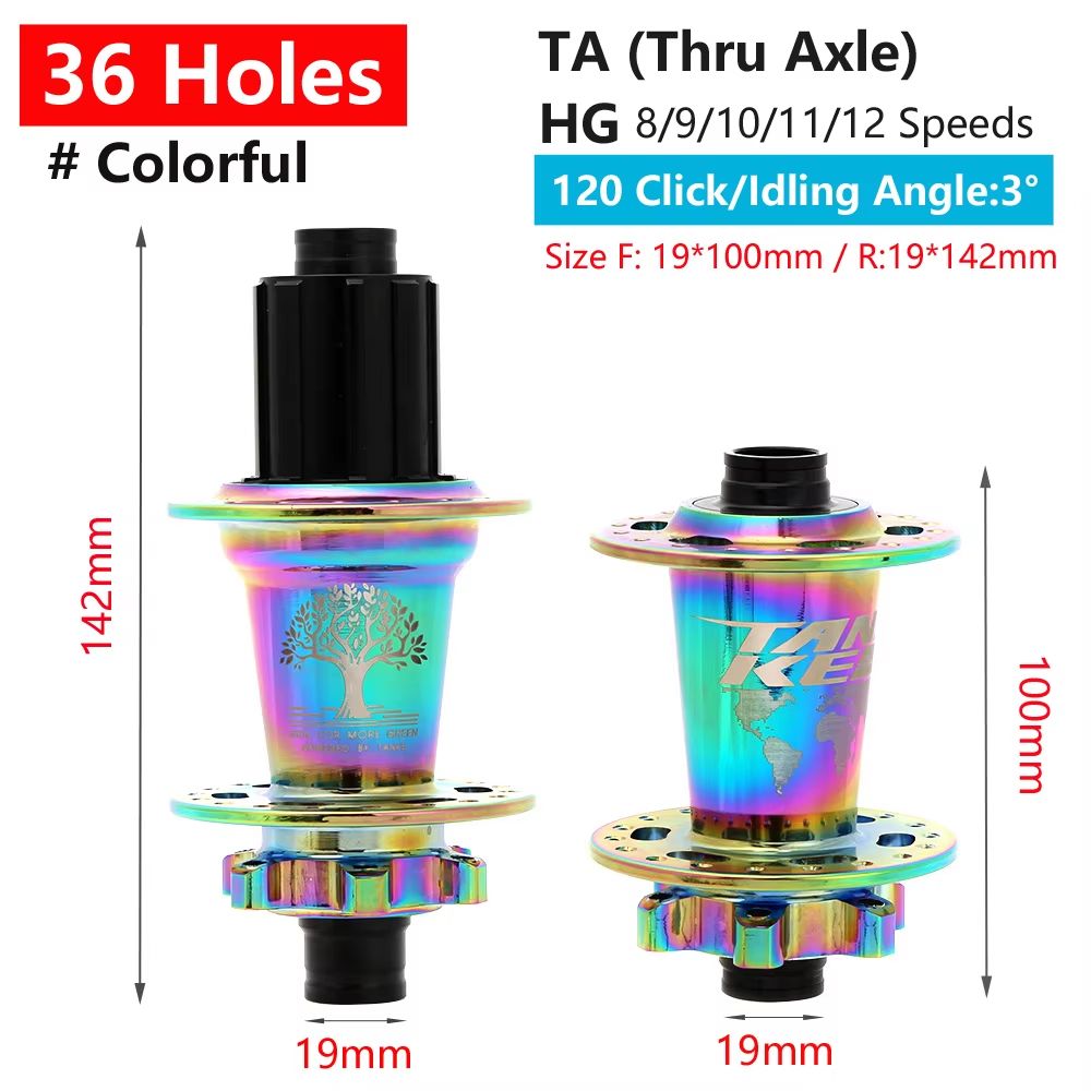 TANKE 120-Click 6-Bearing MTB Hub – 28/32/36H Disc Brake Front & Rear (8-12 Speed)