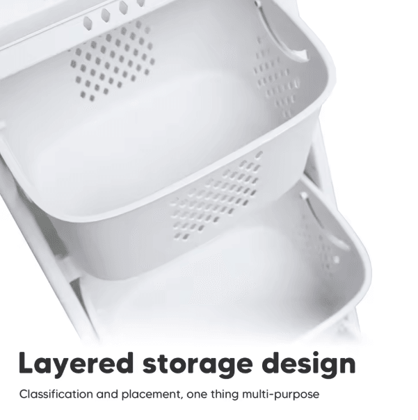 2 or 4 Tier Rolling Laundry Hamper Cart with Removable Baskets and 360 Wheels for Easy Sorting in White