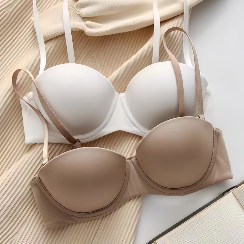 Seamless Push Up Bras for Women, Cup Padded Bra, Invisible Non-Wire Brassiere, Comfort Fixed Cup Underwear, Sexy