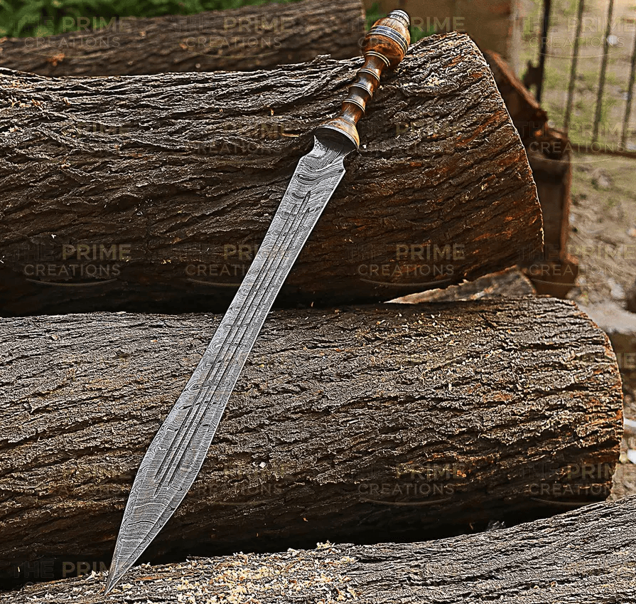 Roman Gladius Sword | Handmade Damascus Steel Warrior Sword | Full Tang with Leather Sheath
