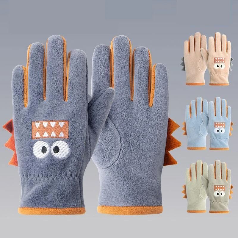 Cute Kids Winter Gloves Cartoon Polar Fleece Warm Cycling Gloves