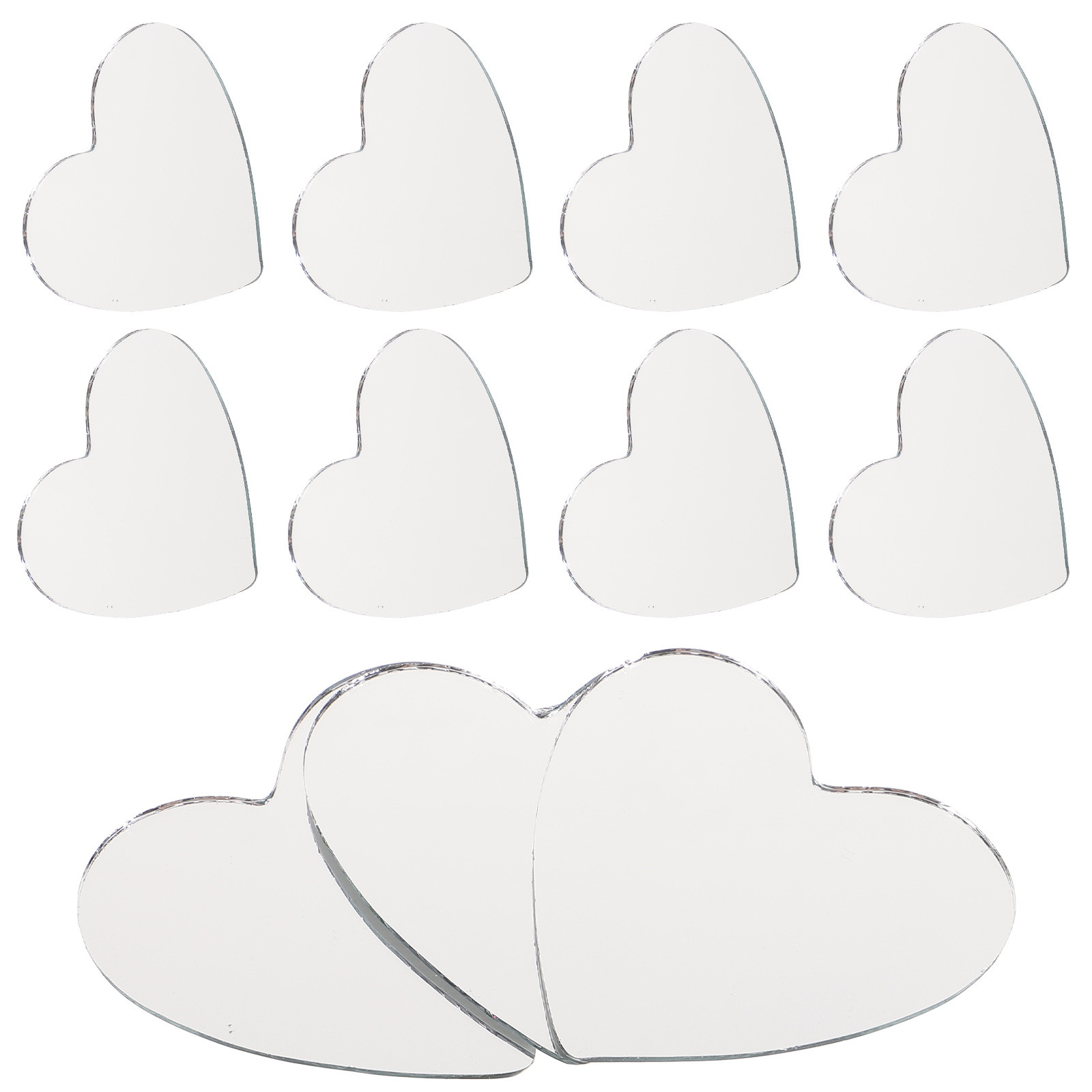 Heart Shaped Lenses Mirrors for Crafts Portable Tiles Small Sticker Vanity