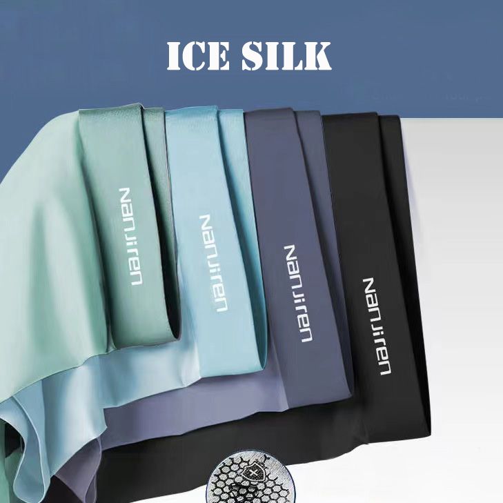 Men Ice Silk Boxer Briefs, Ultra-Breathable, Moisture-Wicking Underwear