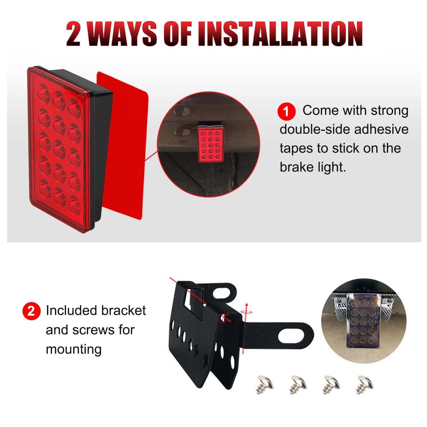 Led Rear Tail Lights, Flash Brake Pilot Lights, Auto Reverse Stop Safety Signal Lamps