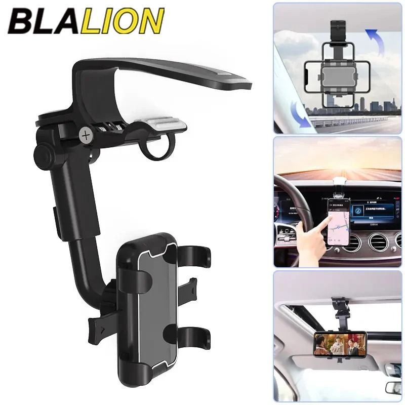 BLALION Universal High-Intensity Car Phone Holder | 360° Rotating & Retractable Dashboard Clip Mount