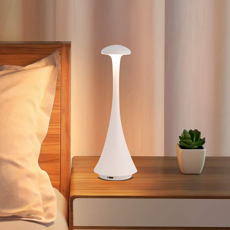 Touch Function LED Desk Lamp with Mushroom Head Rechargeable Portable Desk Light for Bedroom Atmosphere