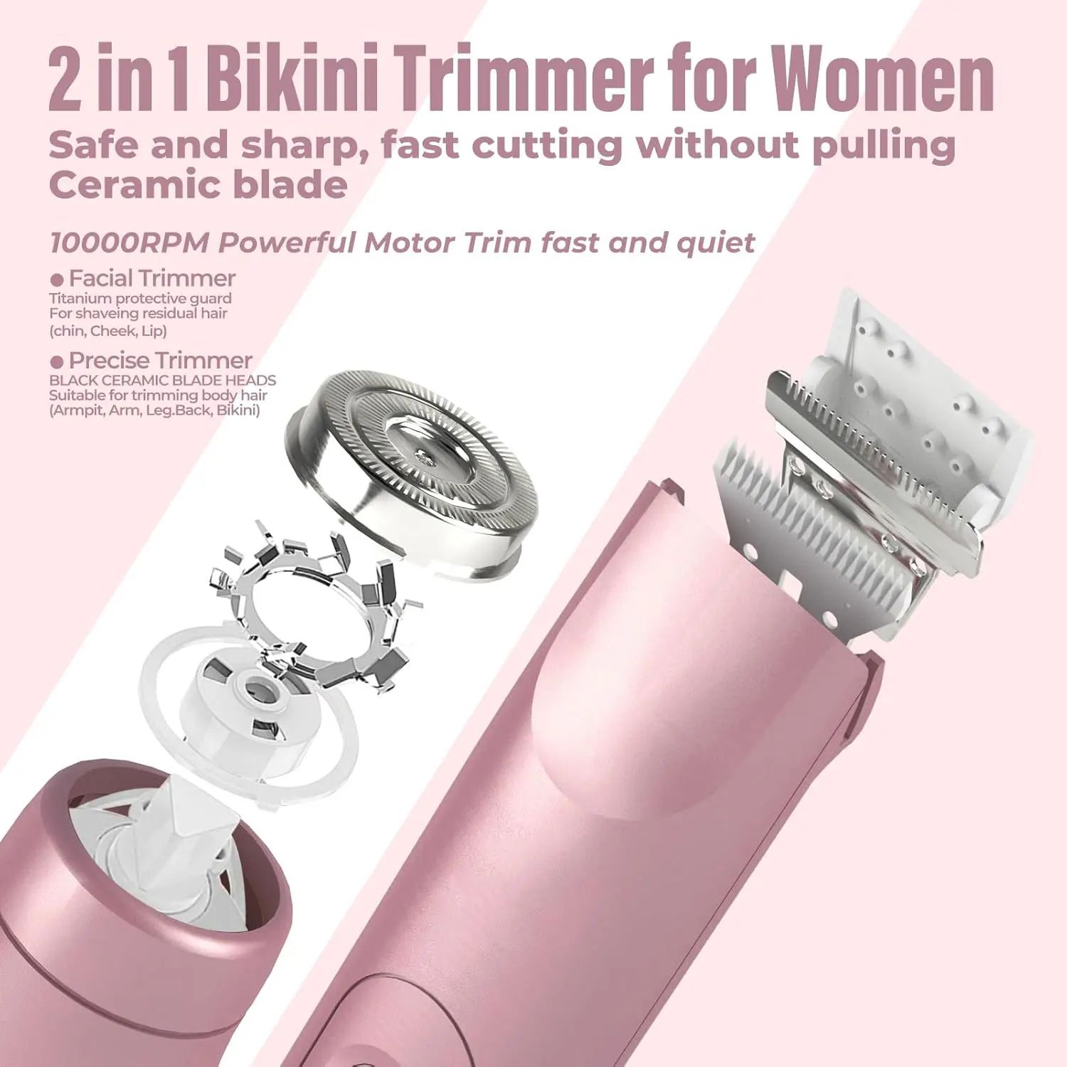 2 in 1 Electric Shaver for Women with Bikini Trimmer