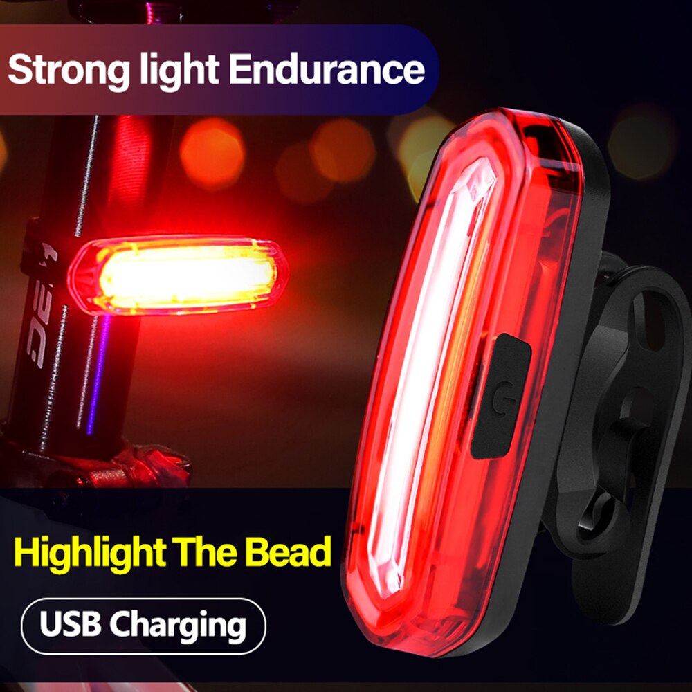 USB Rechargeable MTB Bicycle Taillight Red LED Rear Warning Light for Cycling Safety