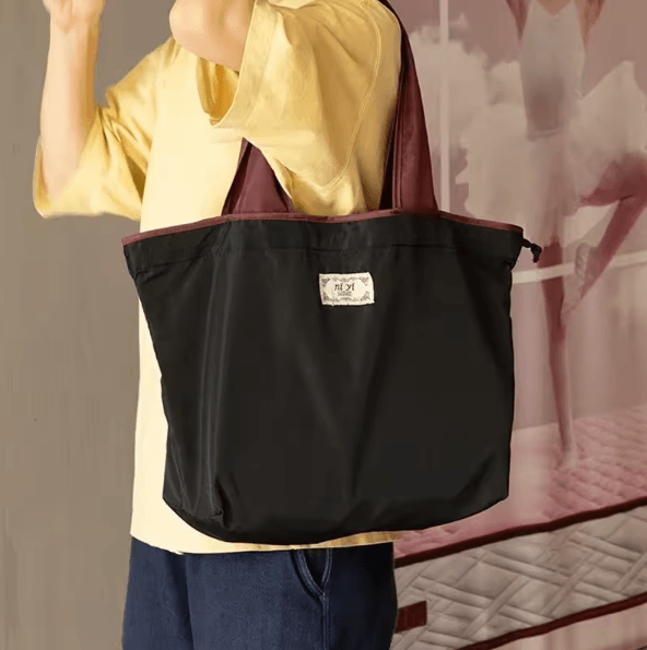 EcoCarry Foldable Reusable Grocery Shoulder Bag with Drawstring Closure