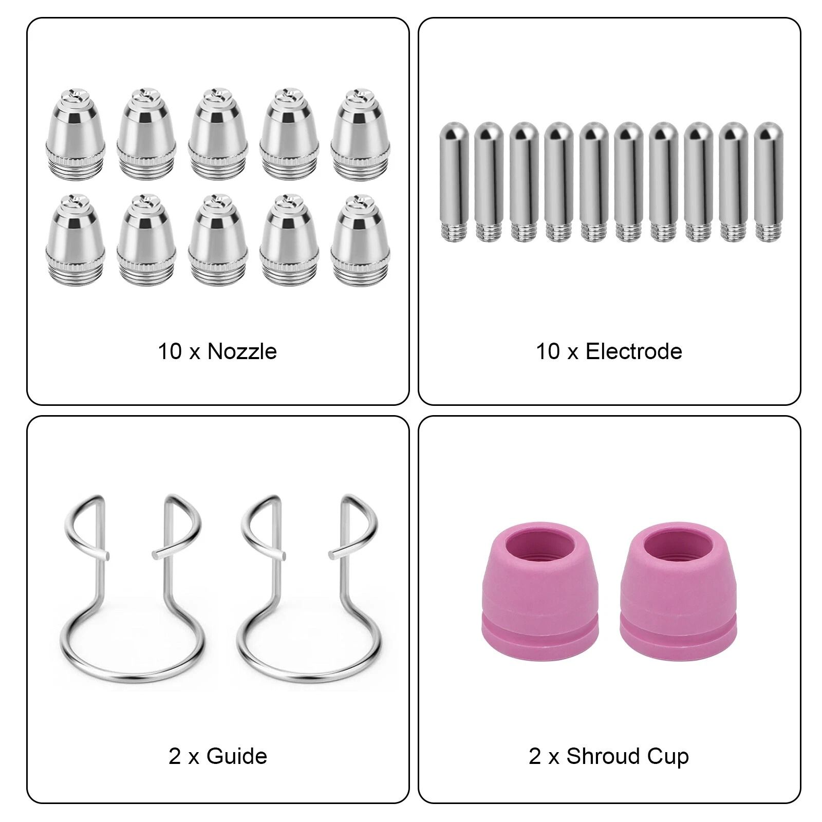 Plasma Cutter Consumables Kit – Nozzles, Electrodes, and Shield Cups