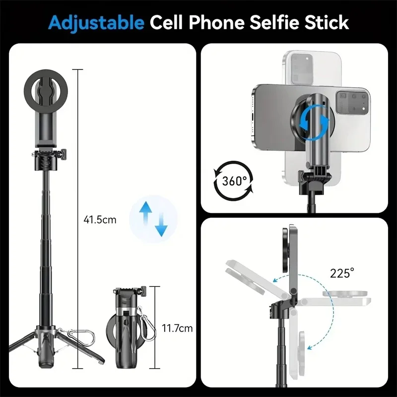 Pocket Mini Bluetooth Magnetic Selfie Stick with Tripod Stand Magsafe Travel Monopod