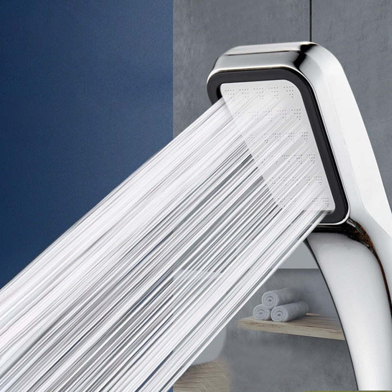 Pressurized Square Handheld Shower Head Water Saving Rainfall Spray Nozzle
