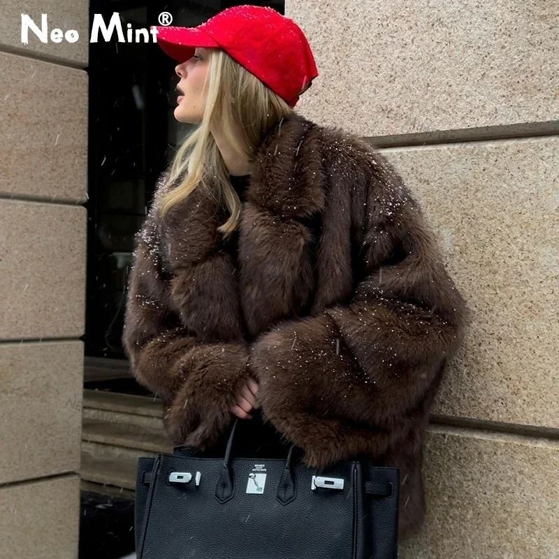 Oversized Fluffy Faux Fox Fur Overcoat | Winter High-Appearance Street Style
