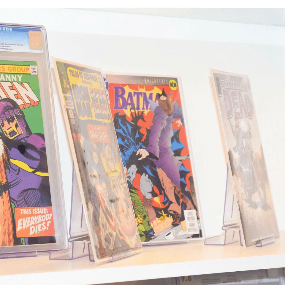 ComicMount Invisible Comic Book Display, Adjustable Wall Mount & Shelf Stand