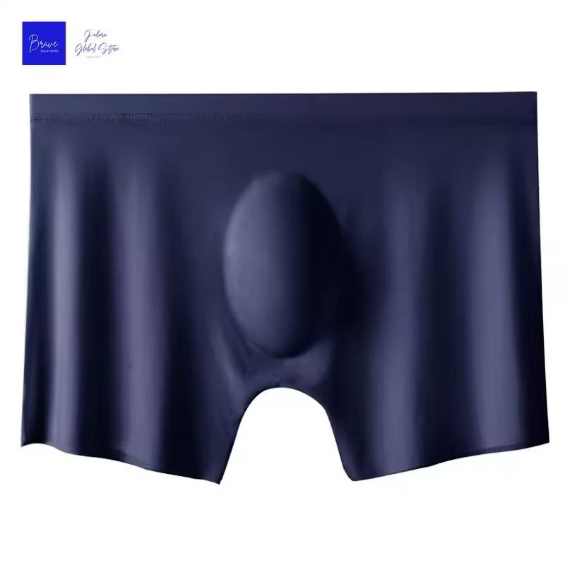 Mens Ice Silk Seamless Boxer Briefs with Breathable Antibacterial Fabric