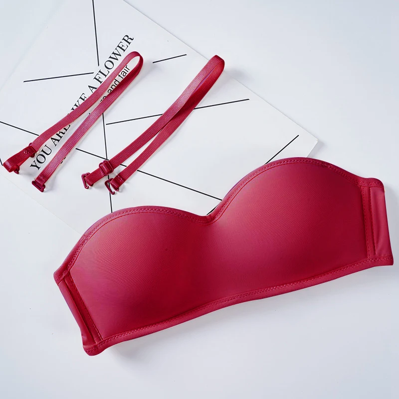 Women Invisible Bra Strapless Bralette, 1/2 Cup Women's Underwear, Seamless Party Wedding Sexy Lingerie