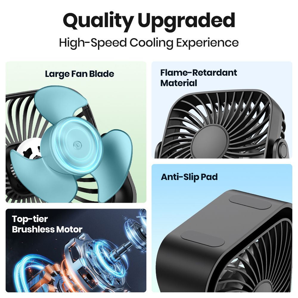 USB Mini Portable Fan for Camping Home Quiet Personal Fan with Adjustable Speeds for Desk, Table, and Room Use
